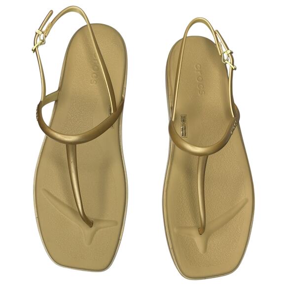 CROCS Shoes - Crocs Sandals Women's Size 10 Miami Thong Metallic Gold Flip Flops